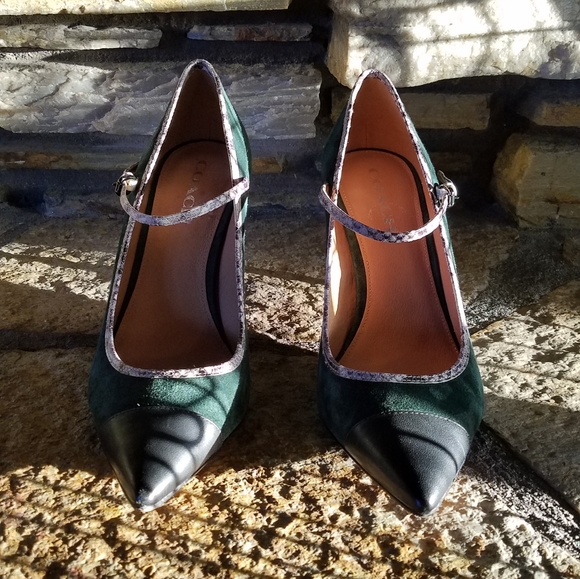 Coach Shoes - Green Suede Coach Pumps, sz 10